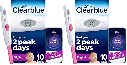 Image of Clearblue Digital Ovulation Predictor Kit, Featuring with Digital Results, 10 Digital Ovulation Tests. (Pack of 2)