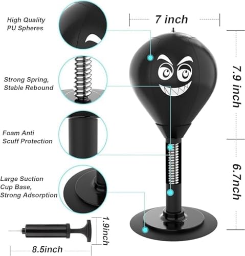 Image of Desktop Punching Bag - Heavy Duty Stress Relief Ball with Stand | Fun Stress Buster Gift for Coworkers, Boys' Toys, and Office Desks