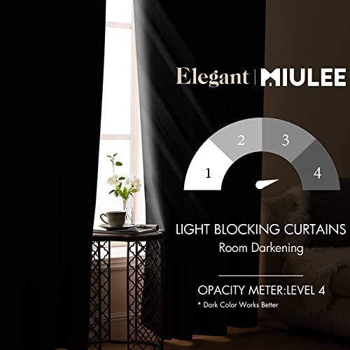MIULEE Blackout Curtains Room Darkening Thermal Insulated Drapes Solid Window Treatment Set Grommet Top Light Blocking Curtain for Living Room/Bedroom 2 Panels 42 x 84 inch, Black