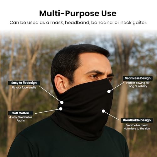 Image of Bandana for Men & Women | UV Protection, Breathable & Lightweight Face Cover | Multipurpose Headwrap, Headband & Neck Scarf for Sports, Outdoor, Travel & Daily Use