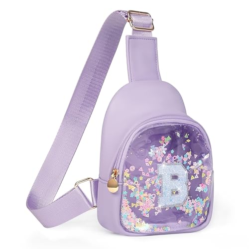 Image of COSHAYSOO Fashion Toddler Girls Sling Bag Purse for Kids 2 3 4 5 6 7 Year Old, Little Girl Daily Essentials Carry On the Go Travel Wallet for Shopping Camping Picnic Monogrammed Initial Letter B