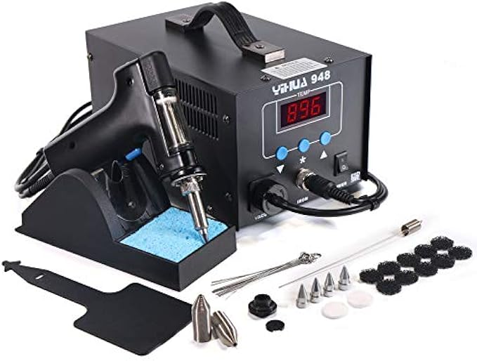 YIHUA 948 Standard Desoldering Station, 80W, with Auto Shutoff, Variable Precise Temperature (716°F ~ 896°F), ºC/°F display, Sleep Function and More.