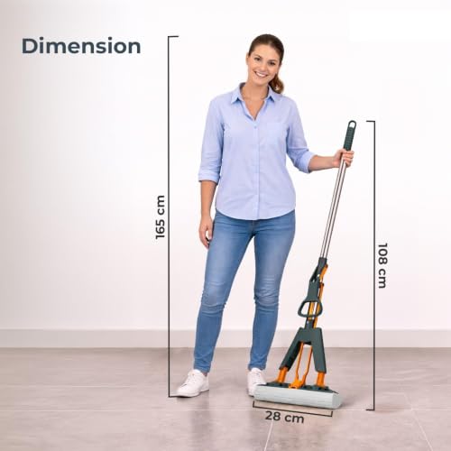 Image of Zorzel Floor Roller Mop, PVA Sponge Mop with Adjustable Handle, Highly Absorbent Cleaning Tool (for Hardwood, Tile, Marble), Ideal for Bedroom and Study Room