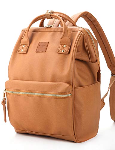 Kah&Kee Leather Backpack Diaper Bag With Laptop Compartment Travel School For Women Man (Camel Beige, Large) #TOP3