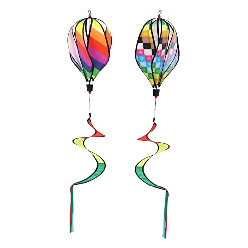 2 STK Heißluft Ballon Windst Reifen Pailletten Windmühle Regenbogen-windrad Lwan Gartendekoration Heißluftballon-windmühlen-anhänger Heißwindfänger Windspiele Windornamente Stoff TOYANDONA