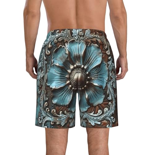 Men's Quick Dry Swim Shorts Metal Floral Rustic Western Ornate Vintage Beach Trunks with Pockets2
