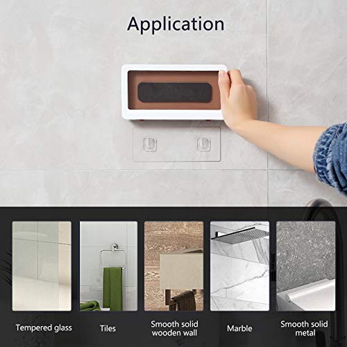 Bathroom Waterproof Phone Holder, Wall Mount Shower Case Mount Shelf, Waterproof Anti-Fog Touch Mobile Holder, Punch-Free, for Shower, Kitchen, Compatible with Mobile Phones Under 6.8 Inches (White) - Thumbnail 5