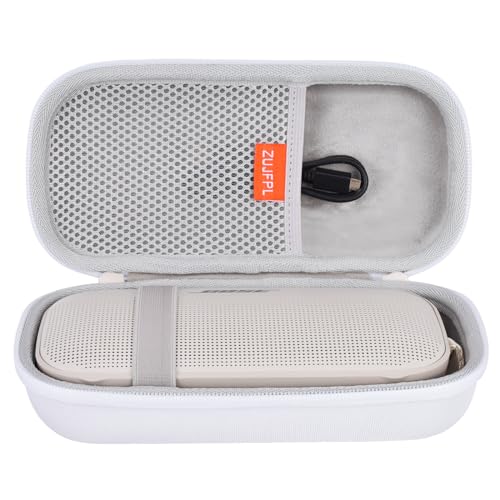 ZUJFPL Hard EVA Case Compatible with Bose SoundLink Flex 2nd Gen/Bose SoundLink Flex Bluetooth Speaker, Waterproof, Shockproof and Dustproof Carrying Travel Speaker Case - White
