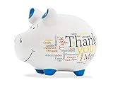 Abmessungen: ca. 12 cm x 9 cm KCG Kleinschwein Keramik Sparschwein - Thank You international - ca. 12 cm x 9 cm