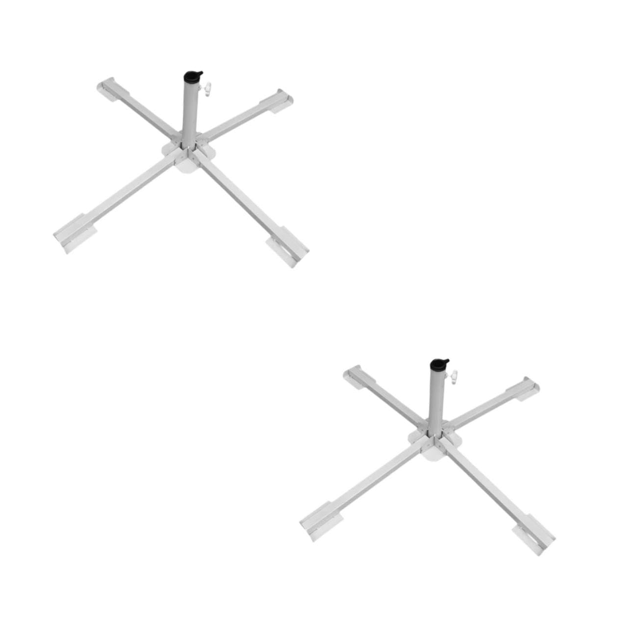 TOYANDONA 2 Pièces Porte-Parapluie Grand Parapluie parasols de terrasse Stand de Parapluie Pieds de Parapluie Rester Jardin de Stand Parapluie Support de Parapluie de Plage Acier Blanche