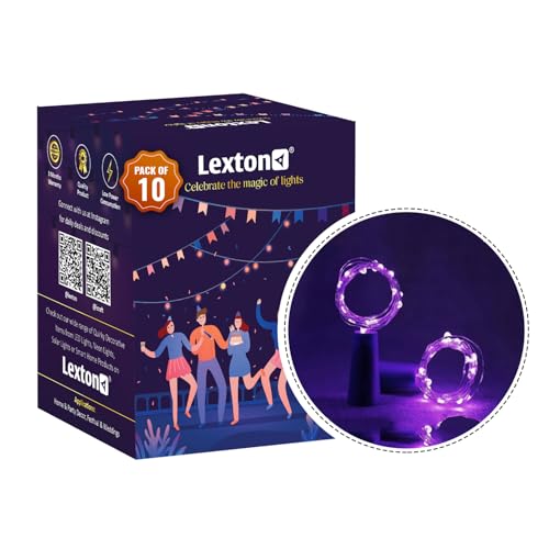 Image of Lexton Cork Light | Bottle Light | Purple Copper String Light | Cork String Light | 10 Pieces | for Valentine's Day, Room decor, Birthdays, Party,Diwali
