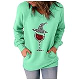 Abschlusspullis,Sport Tshirts Damen 0 Lange Oberteile Damen Party Oberteile Blusenshirt Damen Spaghetti Tops Damen T - Shirt Langarmshirt Rosa Nutella Pullover(Grün-1,XL)