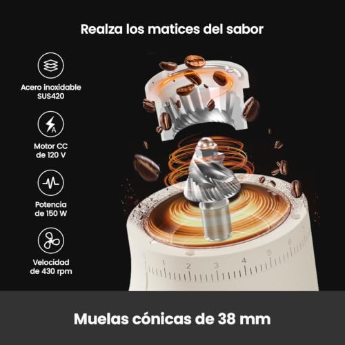 Image of Gemilai Electric Conical Burr Coffee Grinder, Coffee Bean Grinder with Smart 60S Timer, 60 Precise Adjustable Grind Settings for Espresso, 2-12 Cup, Easy to Clean, Durable & Quiet, G9010B White