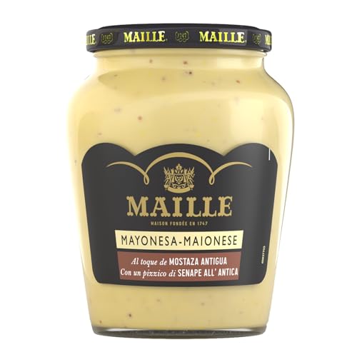 Maille - Mayonesa A La Mostaza Antigua, Mayonesa Con Un Toque De Mostaza A La Antigua, Intensa Y Sorprendente, Tarro De Cristal, 320 Gramo