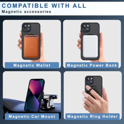 Image of CEDO Magnetic Cover for iPhone 13 / iPhone 14 | Compatible with MagSafe Wireless Charging | Matte Black Case Designed with Magnetic Lock Shockproof Edge Protection Backcover (Translucent Black)