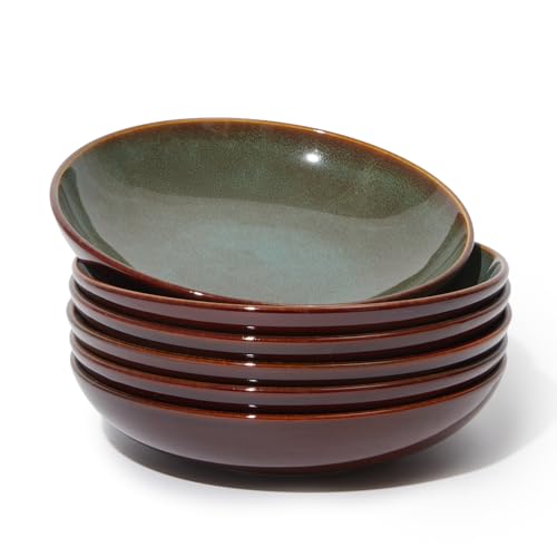 Image of Pokini 8.75'' Ceramic Pasta Bowls Set of 6, Salad Bowls Pasta Serving Bowls
