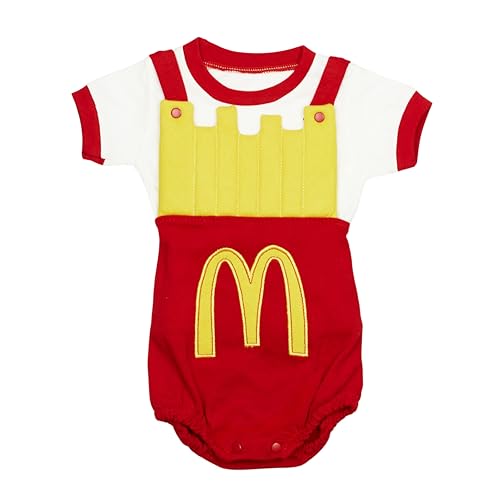 cocomell Mc Donald's Cotton Baby Overall, Salopette With Tshirt For Newborns & Infants - 2 Pack Cotton Baby Romper For Unisex (12-18 months) (Salopette Chest 8,2 in)