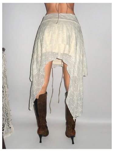 Verdusa Women's Western Lace Up Ruffle Flowy Skirts Tiered Layered Asymmetrical Skirt2