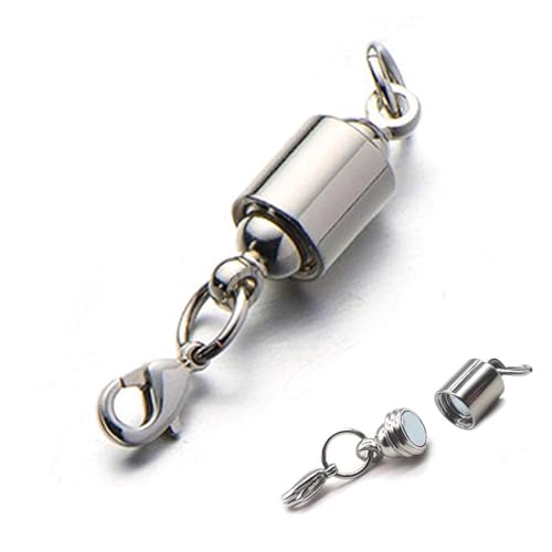 [BaraRose] ネックレス 留め具 ネックレス マグネット 留め具 マグネットクラスプ 磁気クラスプ アクセサリーパーツ チェーン止め 差し込み式 外れない 取付簡単 ステンレス製 金属アレルギー対応 マグネットクラスプ 強力 着脱式 (シルバー-1個)