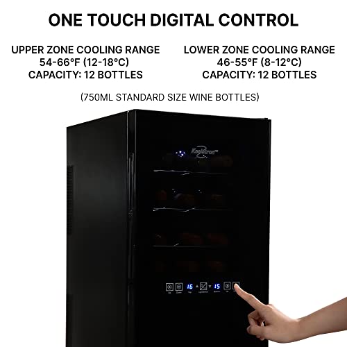 Koolatron 24 Bottle Wine Cooler Black Compressor Wine Fridge | 2.4 cu ft (68 L) Freestanding Wine Cellar | Red White & Sparkling Wine Storage | UV-Blocking Glass | Home Bar Kitchen Apartment Condo - Image 4