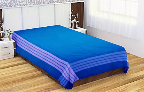 Image of TUNI MANI Pure Cotton Bedsheet with Pillow Cover for Home /Hospitals, Size : 50 inch X 90 inch (Blue)