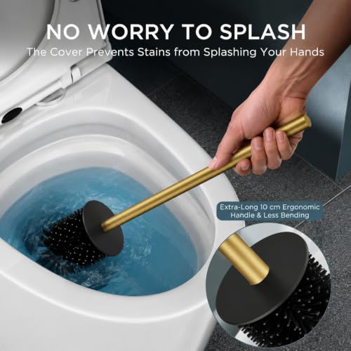 Image of FORIOUS Stainless Steel Toilet Bowl Brush Scrubber and Holder Set Short