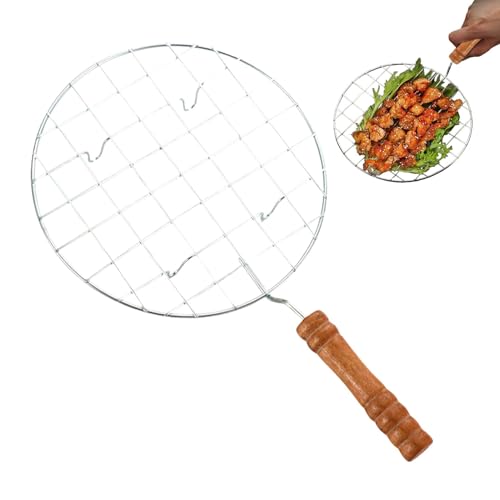 Parrilla grande grill - tostador de alambre de acero, tostador de alambre con agarre para picnic, | Sartenes de freír fabricadas en acero inoxidable, acero inoxidable