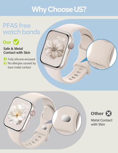 Image of Sport Silicone Band Compatible with Apple Watch Bands 40mm 38mm 41mm 44mm 45mm 42mm 49mm Women Men,Soft Wristband Waterproof Replacement Sport Strap for iWatch Bands Series 9 8 7 6 5 4 3 2 1 SE Ultra