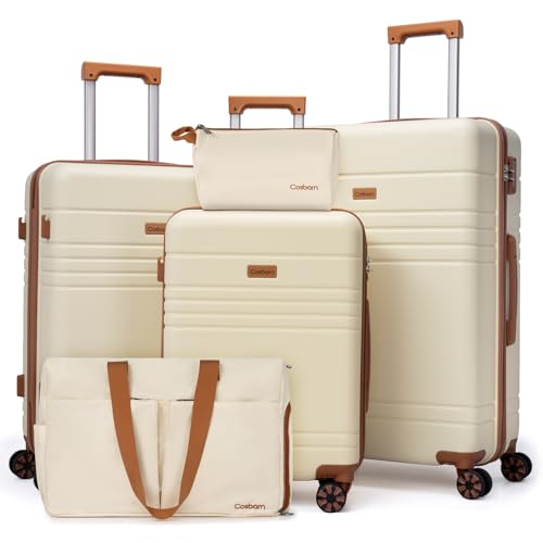 Cosbarn Luggage Sets 5 Piece, Hardshell Suitcase with Spinner Wheels by Cosbarn - Used condition - US$82.30