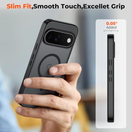 Image of SUPFINE Magnetic for Google Pixel 11 Case - Black | With Screen Protector,Translucent Matte,Built-in Magnets,Military Grade Drop Protection,Shockproof Phone Cover