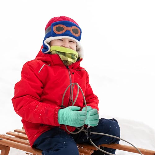 Image of ONESING Kids Knit Gloves - Stretchy Gloves for Boys Girls Winter, Solid Finger Gloves for Children