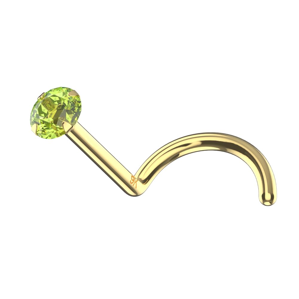 Garnet, Peridot, Amethyst, Blue Topaz Natural Gemstone 9K Solid Yellow Gold 22 Gauge Screw Nose Pin - Nose Ring - Nose Stud Piercing Jewellery