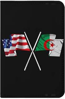 America and Algeria Algerians Flag Passport Holder Covers Women Men Fashion PU Leather Case Protector Cover with Card Slots for Travel
