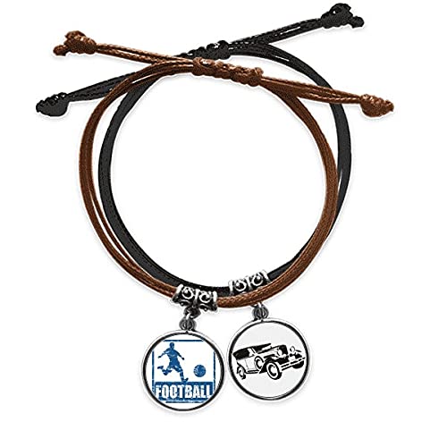 Bracelet foot bleu chaîne de main en cuir pour supporter au stade