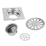 YUYTE Desagüe de Piso de Acero Inoxidable, Desagüe de Ducha Cuadrado con Cubierta Extraíble, Diseño de Colador para Cocina, Baño, Garaje, Sótano, 4 Pulgadas (Estilo 3)