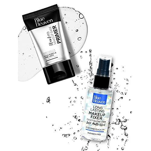 Image of Blue Heaven Makeup BFFs Kit, 400gm |Pack of 4|Waterproof & Smudgeproof Intense Kajal, Silicone Gel Based Primer, Long lasting Fixer for dewy Glow Look, Oil Infused Cleansing Micellar Water