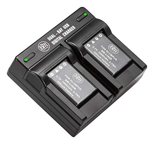 BM Premium 2-Pack of LB-012 Batteries and Dual Bay Battery Charger for Kodak KLIC-7006 PIXPRO FZ55 FZ55-BK FZ53 Cameras