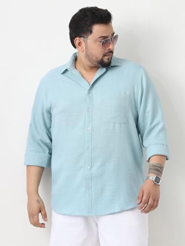 Image of Urbano Plus Men's Linen Blend Full Sleeve Relaxed Fit Casual Solid Shirt