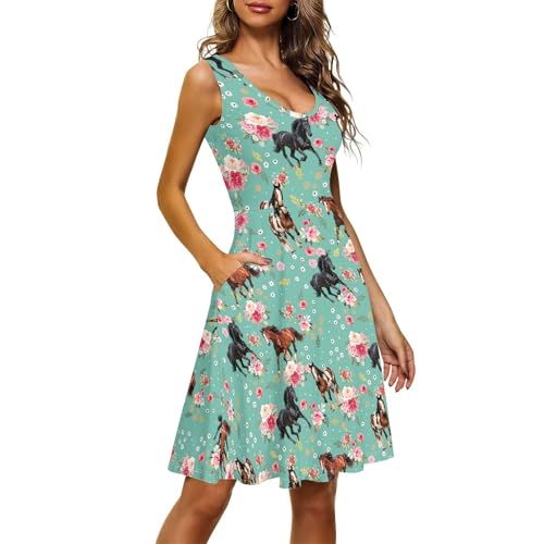 Image of TOADDITDO Womens Summer Sleeveless Tank Dress with 2 Side Pockets XS-4XL Plus Size