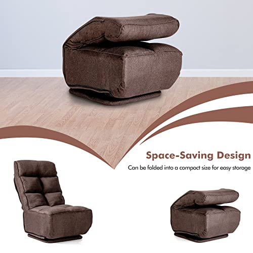 Costway 360° Swivel Floor Gaming Chair, Folding Comfy Lounge Recliner With 6-Level Adjustable Head & Backrest, Padded Floor Lazy Sofa For Bedroom, Living Room (Coffee) #TOP5