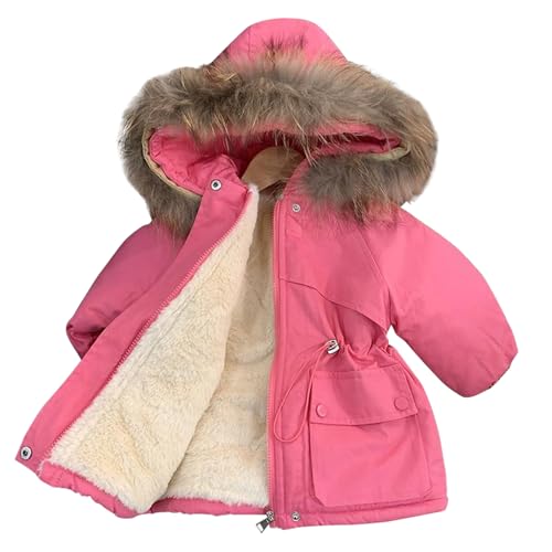 semen Baby Girls Boys Faux Fur Hooded Parka Jacket Overcoat Winter Warm Fleece Lined Outwear Windproof Coat 1-7 Years