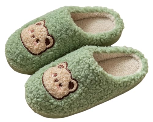 Bear Slippers for Women Fuzzy Memory Foam Slip-on Bedroom Slipper Cute Fluffy Winter Indoor House Shoes Slippers 2025