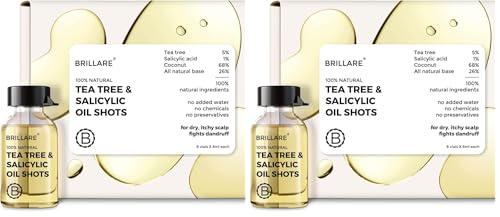 Image of Brillare 5% Tea Tree Hair Oil Shots for Dandruff & Itchy Scalp with 1% Salicylic Acid | Visible Dandruff Reduction & Itch Control from 1st Application | 88% Increased Scalp Hydration