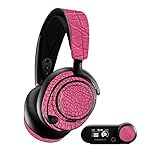 MightySkins Glossy Glitter Skin Compatible with SteelSeries Artic Nova Pro - Pink Gator Skin |...