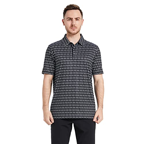Image of Golf Shirts for Men Dry Fit Short Sleeve Print Performance Moisture Wicking Polo Shirt