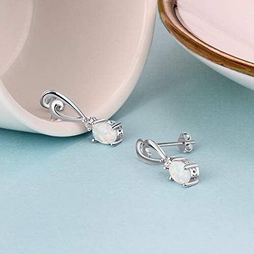 YAZILOIND S925 Sterling Silver Earrings Simple Style Opal Pendant Drop Dangle Earring Women Girls Birthday Jewellery