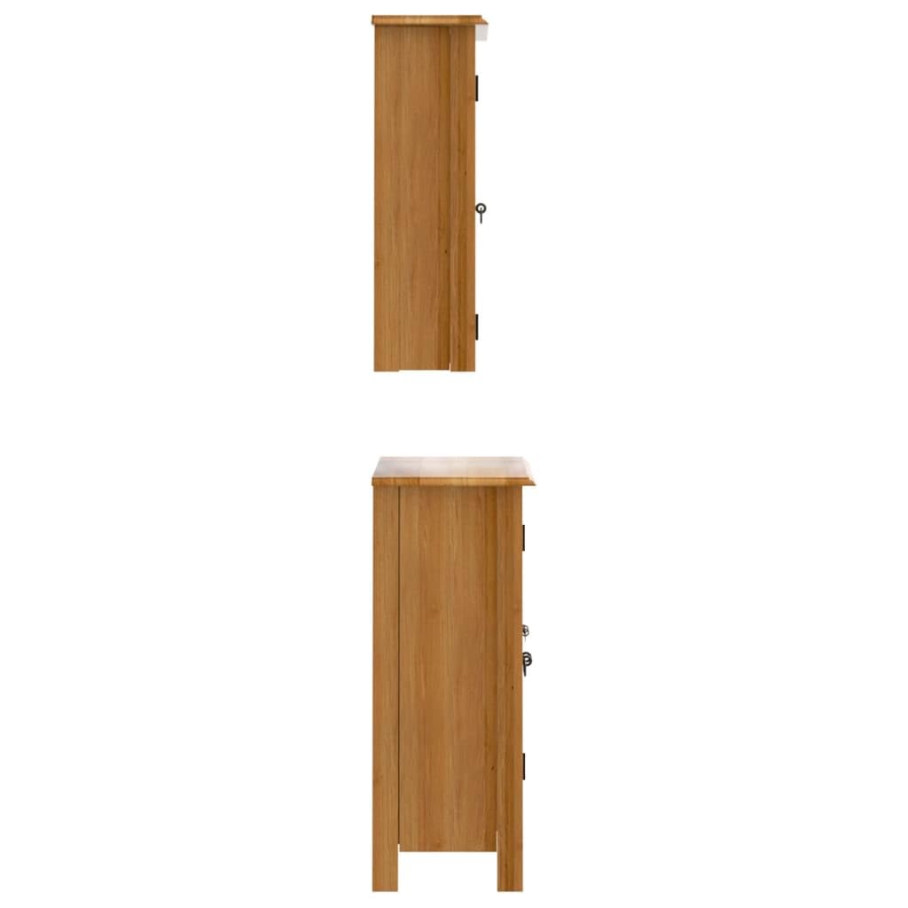 2-częściowy zestaw mebli łazienkowych z litego drewna sosnowego, szafka ścienna i szafka pomocnicza 59 x 32 x 80 cm, 42 x 23 x 70 cm, miejsce do przechowywania w łazience