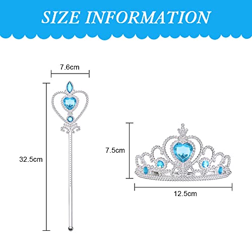 AOMIG Elsa Meisjes Prinses Jurk, 3 stuks Kostuum met Kroon en Toverstaf, Meisjesjurk kinderkostuum Feestjurk Luxe Partij Costumeren - Image 4