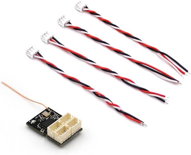 Flysky FS-R4M receiver shown with four adapter cables