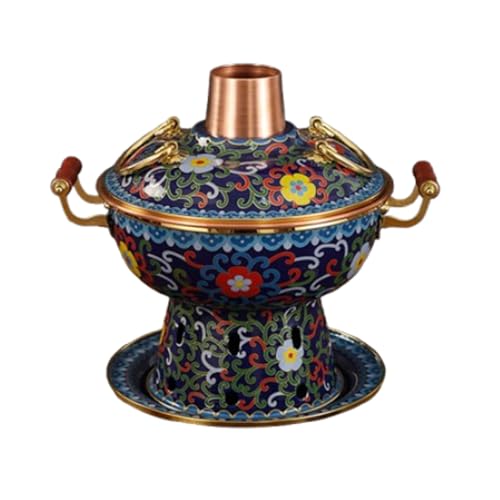 Olla caliente de estilo chino, olla caliente de cobre de Beijing, olla esmaltada, olla caliente para bufé, olla de sopa caliente de cobre para una sola persona, olla resistente para uso doméstico